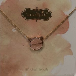 Mud Pie Pink Druzy Necklace